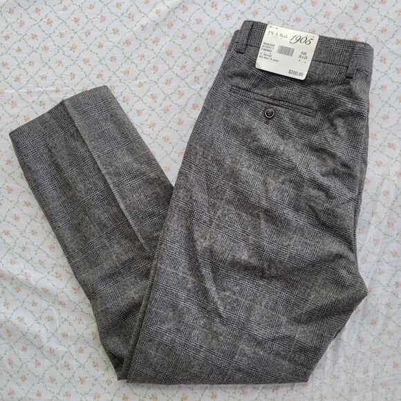 JoS A Bank Size 36x29 Men's Wool Tailored Fit Gray Suit Pants NWT - Picture 1 of 12